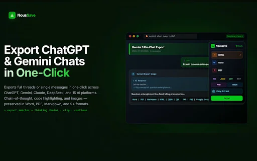 Unduh NousSave: Ekspor Chat AI ke PDF & Word dengan Mudah - Screenshot 1